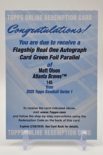 Matt Olson [Flagship Real One Autograph] #145 2025 Topps card