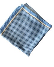 NWT ETON Silk Pocket Square Blue Four Squares Pattern One Size Made in Italy