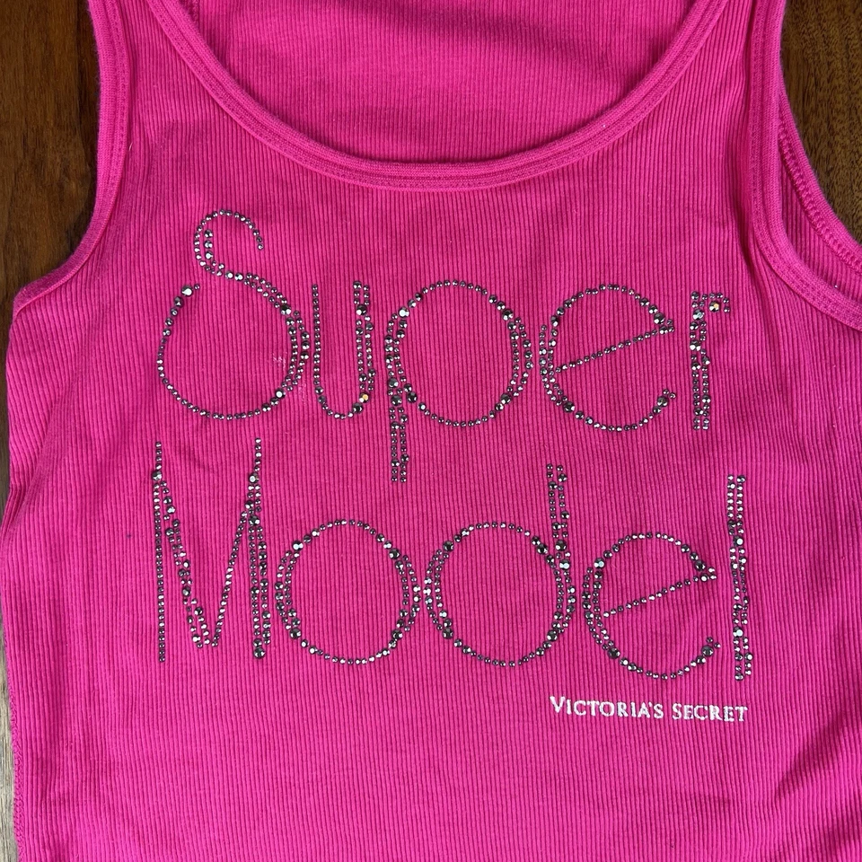 复古 Y2K Victoria’s Secret 超级模型石灰石迷彩背心粉色大号 — 第 2/4 张图片