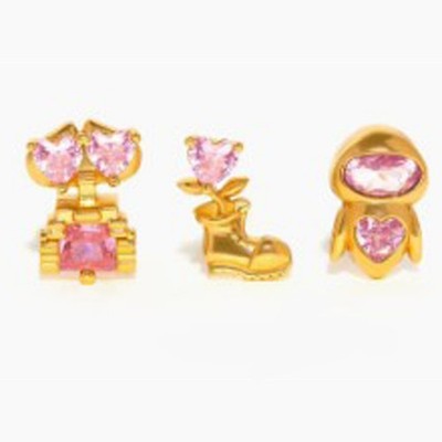 Wall-E & Friends GOLD #7 Tone Stud Earrings Sets (Girl's Crew Inspired)