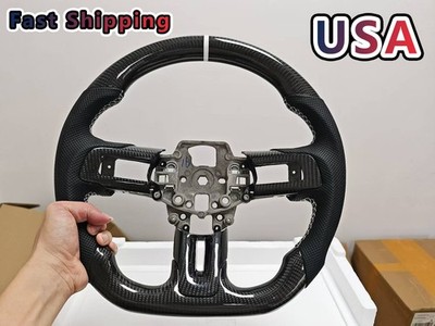 White-stitched carbon fiber steering wheel for the 2017 Ford Mustang GT US  A+