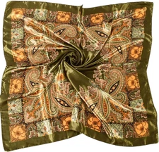 35 x 35 Women's Fashion Pattern Large Square Silk Like Hair Scarf Head Sleeping