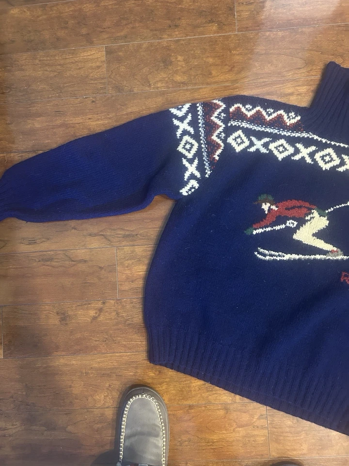Jersey de esquí alpino vintage Polo Ralph Lauren suicida tejido a mano lana para hombre XL Foto 3 de 4