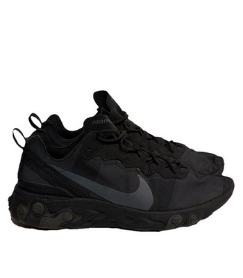 Nike React Element 55 Triple Black Low Top Sneaker BQ6166-008 Size US 10