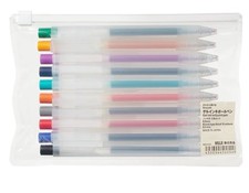 Muji Clear Ballpoint Gel Pen 0.5mm 10 colors SET retractable