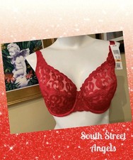 VINTAGE WACOAL 85199  RED ARABESQUE SEMI SHEER FULL FIGURE UNDERWIRE BRA 34DD