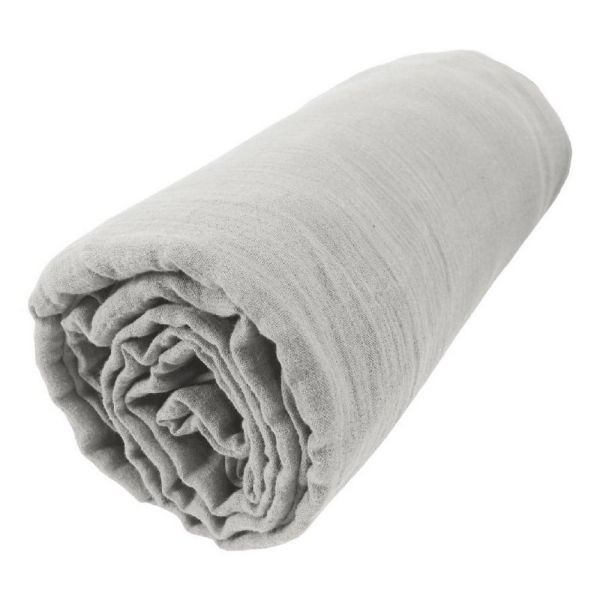 Drap housse 140x190 cm en gaze de coton Gaïa Nuage pour lit deux personnes