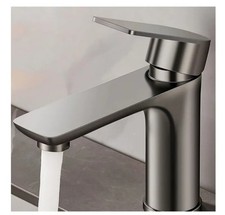 Stainless Steel Gray Single Hose Basin Mixer Faucet Modern Single Handle