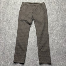 Dondup Pantalone Chino Uomo 33x32 Marrone Check Slim Dritto Made in Italy