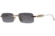 Gucci GG1808S 003 Sunglasses Gold/Grey Lens Rimless Rectangle Shape 52mm