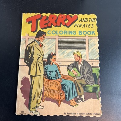 TERRY AND THE PIRATES Coloring Book - Saalfield 1946 With Edge Cut Unused