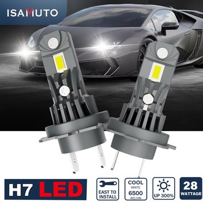 ISAMUTO H7 LED Headlight Bulb Kit High Low Beam 1:1 SizeSuper Bright 6500K White