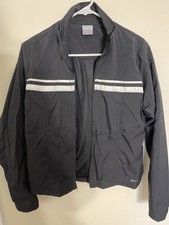 Nike Black Windbreaker Jacket XL 16-18 Full Zip Lightweight Reflective Stripes