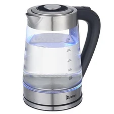 Zokop Portable 2.5L Electric Glass Water Kettle Tea Boiler Kettle Kitchen Silver