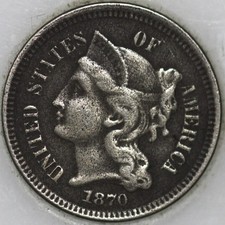 1870-P Three Cent Piece, Copper/Nickel Over 100 years old As Shown SN04