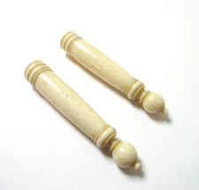 Antique Knitting Needle Guards Carved Cow Bone