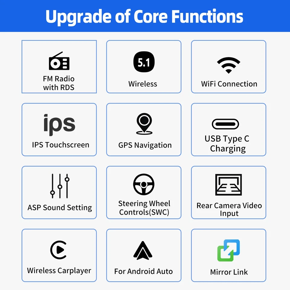 Autoradio 6.86" 1 DIN Android 14 Carplay GPS Navi RDS Mit Bluetooth WIFI 4+64G - Bild 4 von 4