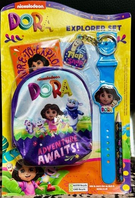 Nickelodeon Dora the Explorer Set Kinder Geschenkpaket Geldbörse Uhr Bleistift Karte Druckknopf