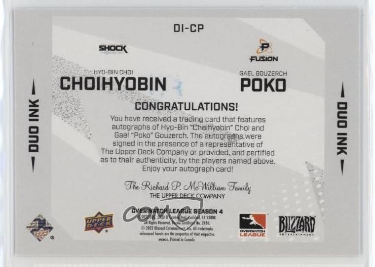 2023 Overwatch League Season 4 Duo Inks Hyo-Bin Choi Choihyobin Poko #DI-CP Auto