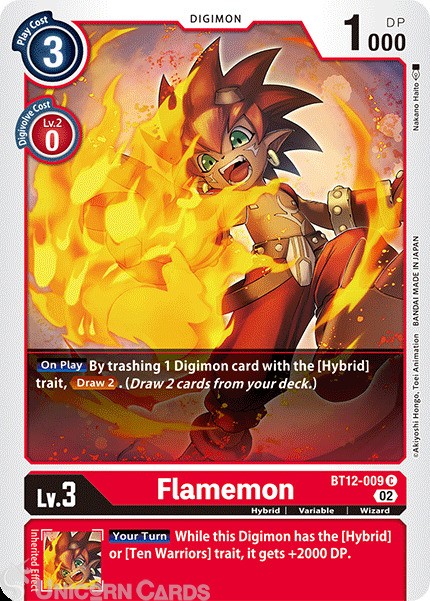 BT12-009 Flamemon :: Common Digimon Card :: BT12: Across Time ::