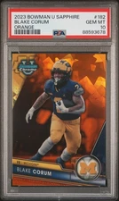 2023 Bowman U Sapphire Blake Corum #183 Orange /25 PSA 10