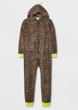 Boys' Long Sleeve Dino Union Suit - Cat  Jack  Brown Micro Fleece, Hooded, M