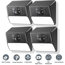 Cinnado 2K Solar Security Camera System Wall Light Wireless Outdoor 2-Way Audio