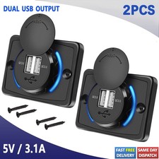 X2 12-24V Dual USB Car Charger Outlet Panel Boat RV Fast Charge Socket Panel