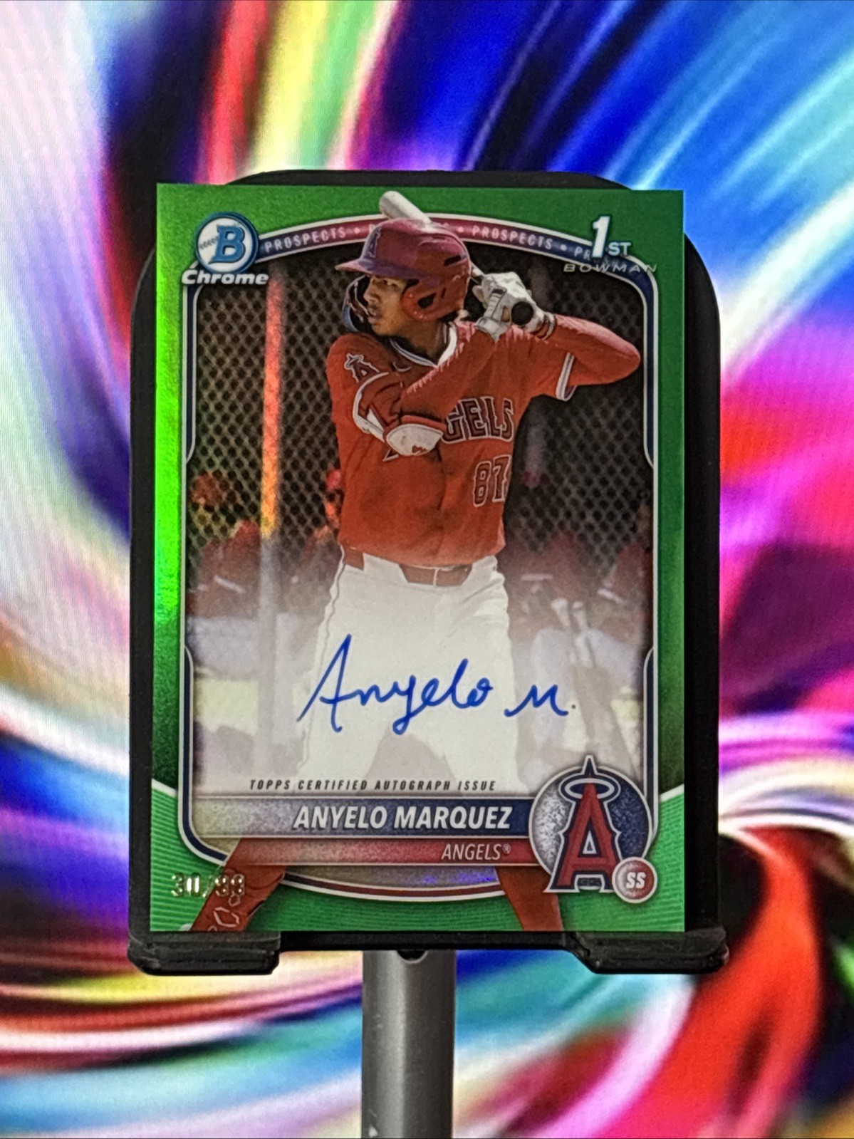 ANYELO MARQUEZ 2025 BOWMAN CHROME 1ST AUTOGRAPH GREEN AUTO /99 CPA-AM