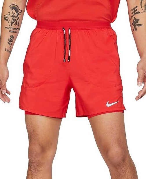 Nike Men 5” 2-in-1 Flex Shorts / 5” Gym Athletic Short Lined Red Logo / Size M