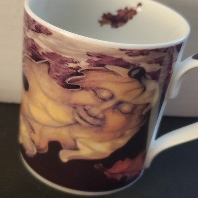 Vintage Valerie Pfeiffer Green Man, Oak Man Coffee Mug Porcelain Unique Design