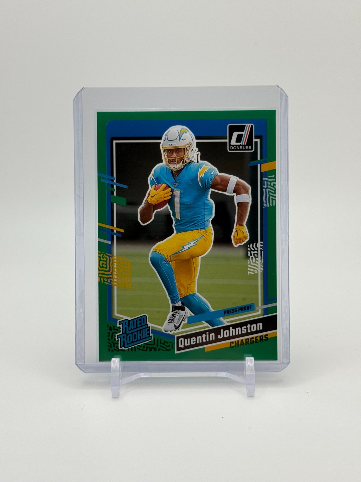 2023 Panini Donruss #353 Quentin Johnston Press Proof Green Rated Rookie