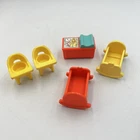 VTG 1972 Fisher Price Little People #761 Nursery Highchair Cradle Changing Table