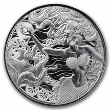 2025 Samoa 1 oz Silver 2 Tala Mermaid & Pearl BU