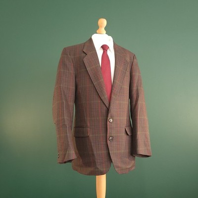 Brook Taverner Tweed Blazer Men's 40R Brown Check Wool Single Breasted Jacket