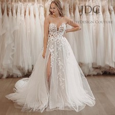 Shiny Glitter Leaf Lace Wedding Dress Bridal Gown 32-60 Tailored