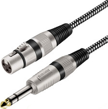 XLR Female to 1/4 Inch TRS Cable 20 FT, Nylong Braided XLR 3 Pin Female to 6.35M
