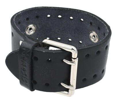 Nemesis BN-K 20 mm Lug Width Dark Black Wide Leather Cuff  display picture 2