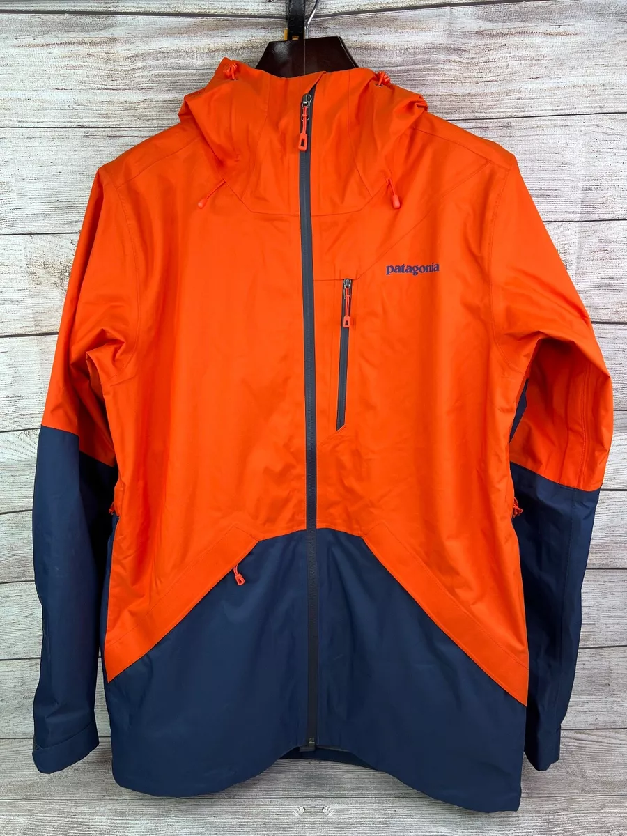 Patagonia Snowshot H2No Mens Small RECCO Full Zip Hooded Snow Jacket Orange Blue