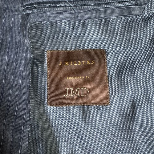 Custom Tailored J. Hilburn Men's Suit 47R 36W Blue Check 100% Wool Loro Piana - Picture 15 of 16