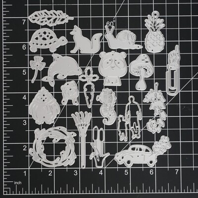 Small Animals Plants People Vehicles Trees 20 Piece Metal Cutting Die Assortment