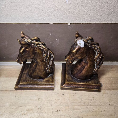 Hermosos sujetalibros antiguos vintage con cabeza de caballo de semental tono bronce leer - Imagen 3 de 7