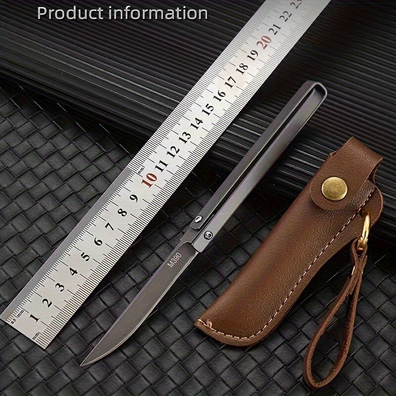 Folding Pocket Knife w Carry Case 7.5in Stainless Steel Rotating Folding Knife