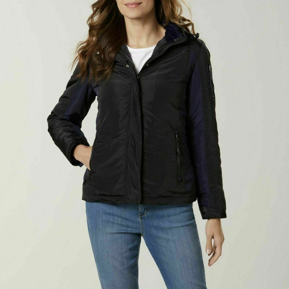 Women's Ski Jacket Coat Winter Plus size SMALL in Colorblock Black Blue