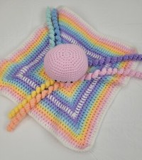 Handmade Crochet Pastel Rainbow Octapus Lovey Security Blanket