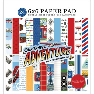 Crafts CB 6X6 Paper Pad Our Travel Adventure Retro Planes Camera Luggage Explore