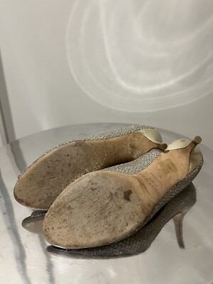 JIMMY CHOO Champagne パンプス Jimmy Choo Champagne Glitter Peep-Toe Heels sz 38 (US 8) | eBay