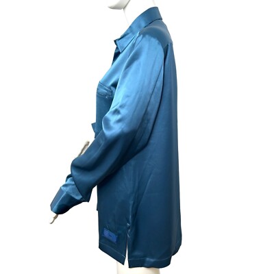 Adidas x Yohji Yamamoto Women's Y-3 Tech Silk Shirt Blue XS Long