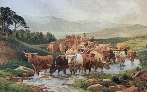 Henry Birtles (1838-1907) HERDSMAN & CATTLE FARMING HIGHLAND LANDSCAPE PAINTING - Picture 3 of 12