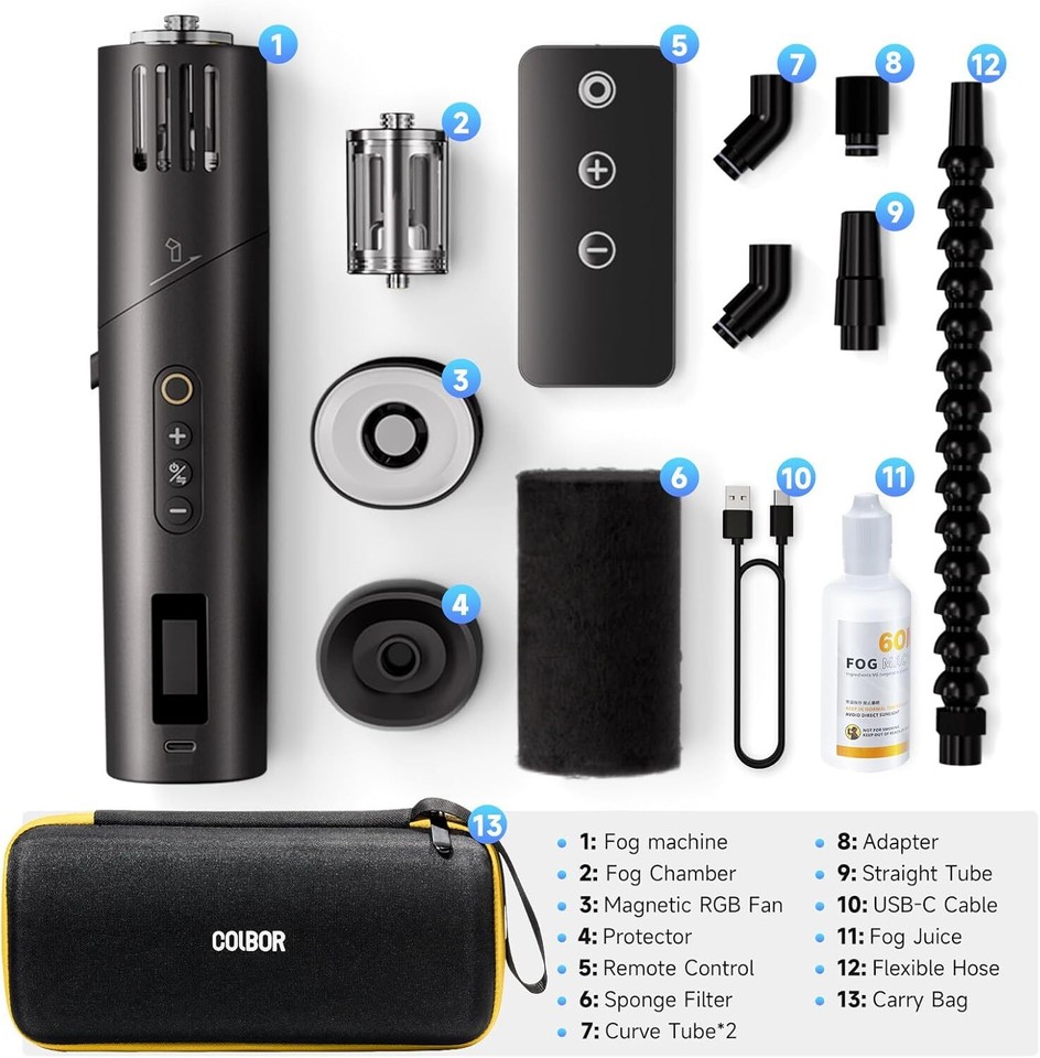 COLBOR CF5 Mini Smoke Machine 40W Handheld Fog Machine Portable w ...